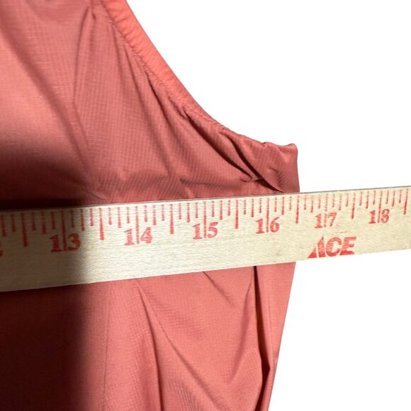 Athleta Rust Elastic Ruffled Neck Levitate Tank Top Women's Small Muted Red - Picture 8 of 12